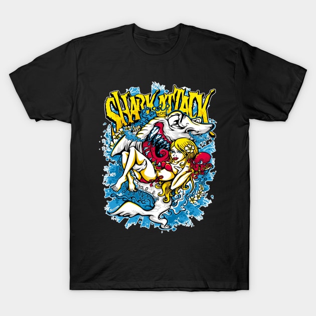 Shark Attack T-Shirt by Dojaja
